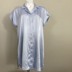 Sensara Romantic Nightgown Lingerie Slip Button Up Light Blue Womens Medium